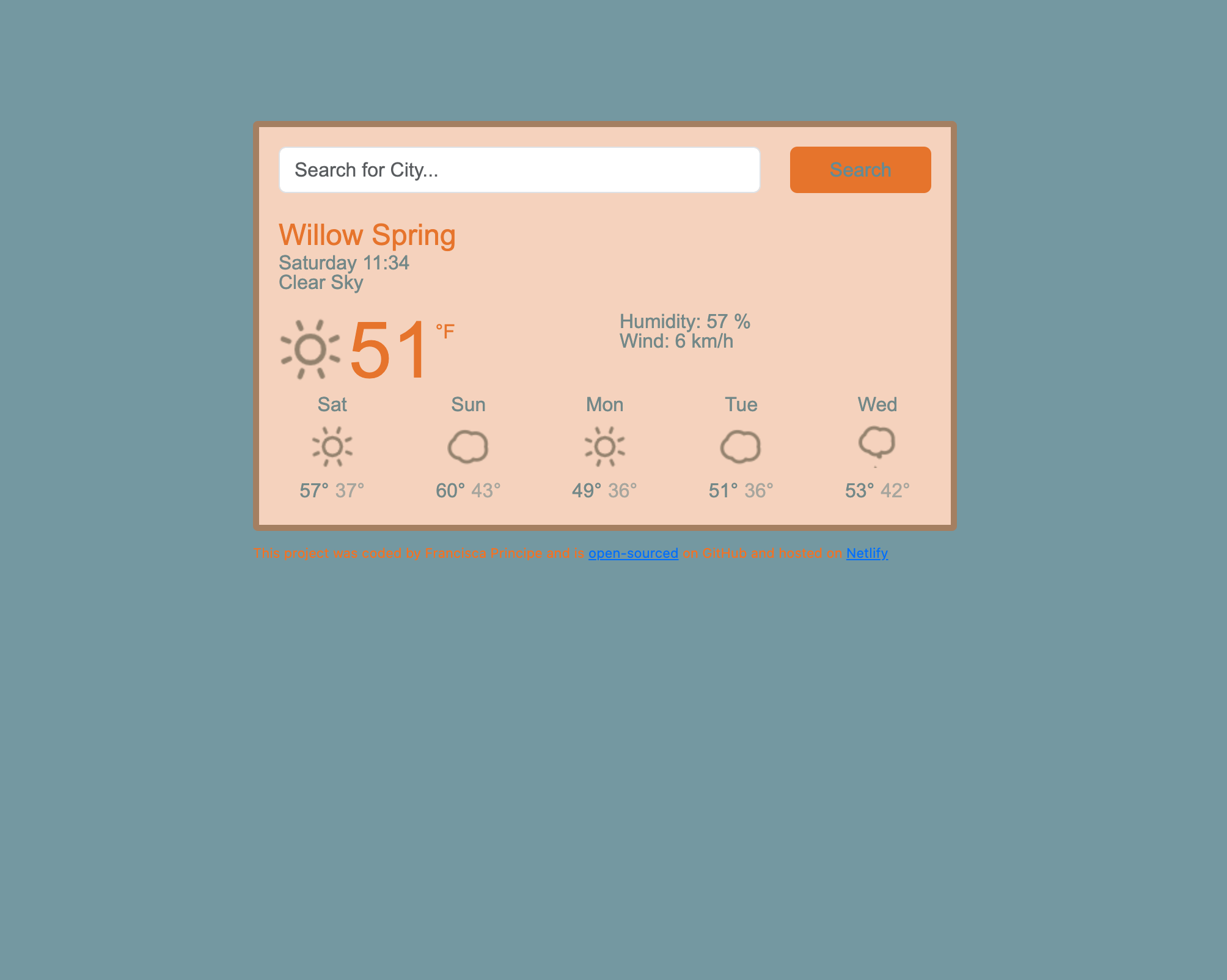 React Weather App project preview